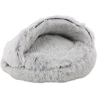 Produktbild von Flamingo Katzenbett Alba rund aus Plüsch Weiß/Grau 50x50 cm
