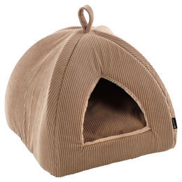 Flamingo Katzenbett Colette aus Plüsch in Beige 38x38x40cm waschbar – Bild 1 von 3