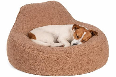 Flamingo Katzenbett Felpa Mokka Braun aus Plüsch 58x58x33 cm – Bild 1 von 3