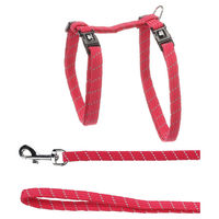 Produktbild von Flamingo Katzengeschirr Elza Korallenrot mit Leine aus reflektierendem Nylon verstellbar