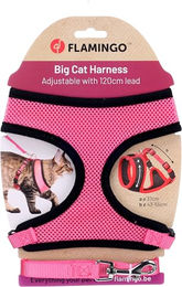 Flamingo Katzengeschirr Set mit Leine Rosa Verstellbares Nylon-Geschirr mit atmungsaktivem Mesh für Kitten - 120 cm – Bild 1 von 4