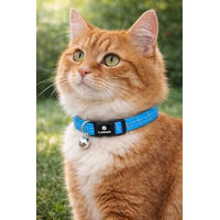 Produktbild von Flamingo Katzenhalsband Elza Blau Reflektierendes Nylon mit Glöckchen 20–34 cm