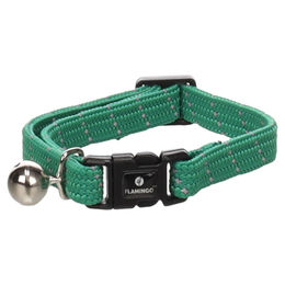 Flamingo Katzenhalsband Elza grün für Kitten aus elastischem Nylon mit Glöckchen und Reflektor 15–22 cm – Bild 1 von 7