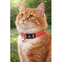 Produktbild von Flamingo Katzenhalsband Elza Korallenrot elastisches Nylon reflektierend mit Glöckchen 20–34 cm