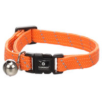 Produktbild von Flamingo Katzenhalsband Elza orange für Kitten aus elastischem Nylon mit Glöckchen und Reflektorfunktion