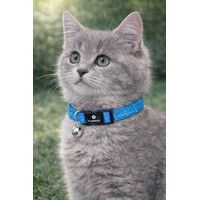 Produktbild von Flamingo Katzenhalsband für Kitten Blau Reflektierend mit Glöckchen