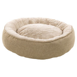 Flamingo Katzenkorb Isidoor rund beige aus Plüsch und Textil 50 x 50 x 15 cm – Bild 1 von 1
