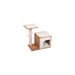 Flamingo Katzenkratzbaum Fred Braun Weiß Holz M 62,5x43x60cm – Bild 1 von 2
