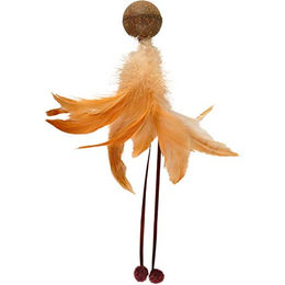 Flamingo Katzenspielzeug Catnip Ball mit Federn in Beige – Bild 1 von 5