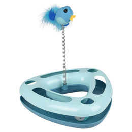 Flamingo Katzenspielzeug Felicia Blau Dreieckig mit Federn und Catnip aus Kunststoff – Bild 1 von 3