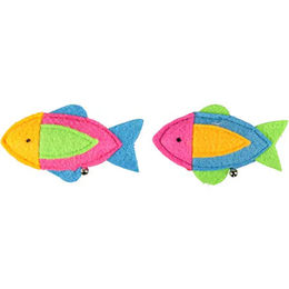 Flamingo Katzenspielzeug Fische aus Kunststoff mit Glocke und Catnip Farben Mix – Bild 1 von 7