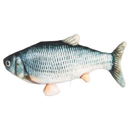 Flamingo Katzenspielzeug Flounder beweglicher Fisch grau mit Katzenminze 29cm – Bild 1 von 3