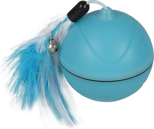 Flamingo Katzenspielzeug LED Ball Magic Mechta 2in1 mit Federn und USB-Anschluss Blau 7cm – Bild 1 von 13