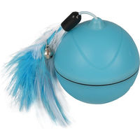 Produktbild von Flamingo Katzenspielzeug LED Ball Magic Mechta 2in1 mit Federn und USB-Anschluss Blau 7cm