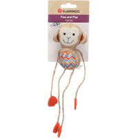 Produktbild von Flamingo Katzenspielzeug Robla Affe aus Stoff mit Catnip und Bändern bunt 23,5 cm