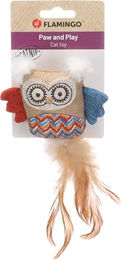 Flamingo Katzenspielzeug Robla Eule aus Stoff mit Catnip, Federn und Knistergeräusch, bunt, 21cm – Bild 1 von 3