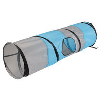 Produktbild von Flamingo Katzentunnel Linz faltbar aus Polyester mit 1 Loch grau/blau 25cm x 90cm