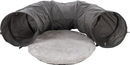 Flamingo Katzentunnel mit Ball und Kissen aus Nylon in Grau 95cm – Bild 1 von 7