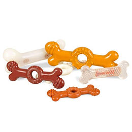 Flamingo Kauspielzeug Knochen Schokogeschmack TPR Orange Transparent Größe M - 1 Stk. – Bild 1 von 4