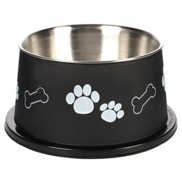 Flamingo Kena Futter- und Trinknapf für Hunde mit langen Ohren aus Kunststoff Schwarz Silber 15 cm - 0,9 l – Bild 1 von 5