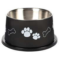 Produktbild von Flamingo Kena Futter- und Trinknapf für Hunde mit langen Ohren aus Kunststoff Schwarz Silber 15 cm - 0,9 l