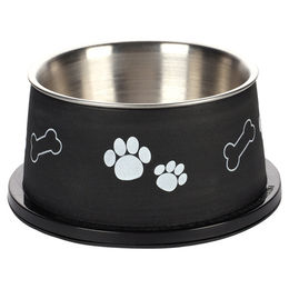 Flamingo Kena Futternapf aus Edelstahl für Hunde mit langen Ohren 640ml Schwarz Silber - 640 ml – Bild 1 von 5