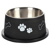Produktbild von Flamingo Kena Futternapf aus Edelstahl für Hunde mit langen Ohren 640ml Schwarz Silber - 640 ml