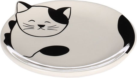 Flamingo Keramikteller Ravi Futternapf für Katzen Weiß Schwarz 80 ml Ø 13,5 x H 2 cm - 80 ml – Bild 1 von 3