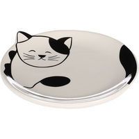 Produktbild von Flamingo Keramikteller Ravi Futternapf für Katzen Weiß Schwarz 80 ml Ø 13,5 x H 2 cm - 80 ml