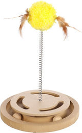 Flamingo Kitty Brain Train Intelligenzspielzeug aus Holz mit Federn für Katzen - 1 Stk. – Bild 1 von 7
