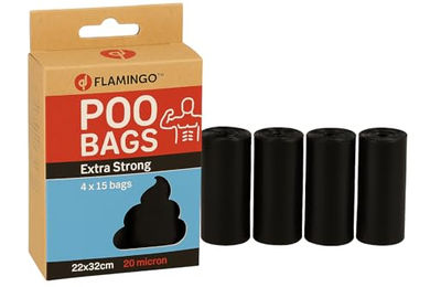 Flamingo Kotbeutel für Hunde extra stark Schwarz 60 Stück – Bild 1 von 6
