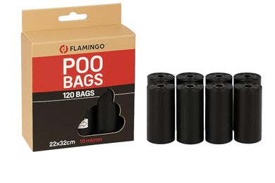 Flamingo Kotbeutel für Hunde Schwarz 120 Stück biologisch abbaubar – Bild 1 von 5