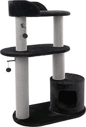 Flamingo Kratzbaum Brandi für Katzen in Schwarz mit gepolsterten Plattformen und Versteck 88 x 48 x 127 cm – Bild 1 von 4