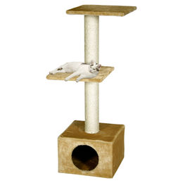 Flamingo Kratzbaum Charbonel Beige mit Versteck und Liegeplatte aus Plüsch 47x35x103 cm – Bild 1 von 5