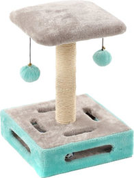 Flamingo Kratzbaum Cya 1 für Katzen und Kitten aus Plüsch und Sisal in Türkis/Grau 28x28x39 cm – Bild 1 von 4