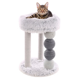 Flamingo Kratzbaum Duchess für Katzen grau/weiß aus Plüsch 43x43x61,5 cm – Bild 1 von 9