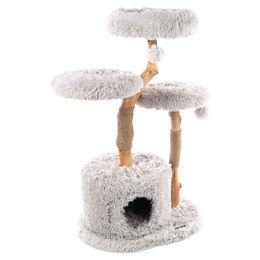 Flamingo Kratzbaum Hina weiß mit Plüsch und Jute-Kratzstamm für Katzen 80x44,5x100cm – Bild 1 von 9