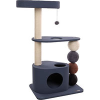 Produktbild von Flamingo Kratzbaum Horacio Blau mit Sisal-Kratzstämmen und Kuschelhaus 76 x 44 x 107,5 cm