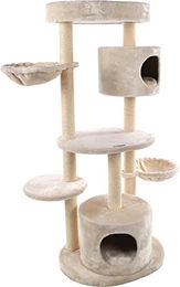 Flamingo Kratzbaum Inga für Katzen Beige mit Sisal Hängematte und Liegeplatte 103x50x142cm – Bild 1 von 9