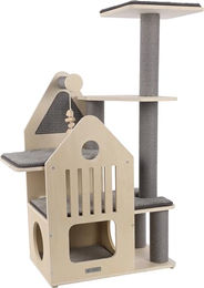 Flamingo Kratzbaum Kaisa für Katzen in Grau und Beige mit 114 cm Höhe – Bild 1 von 3
