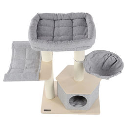 Flamingo Kratzbaum Kaleb für Katzen in Grau/Beige mit Hängematte 104x55x88 cm – Bild 1 von 3