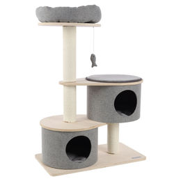 Flamingo Kratzbaum Kanzo für Katzen in Grau und Beige 74x40x102 cm – Bild 1 von 5