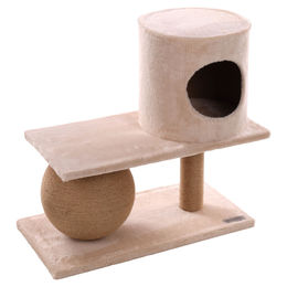 Flamingo Kratzbaum Maha für Katzen beige aus Plüsch 60x31x58,5cm – Bild 1 von 7