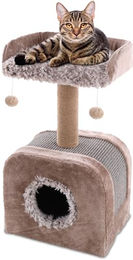 Flamingo Kratzbaum Oscar beige mit Liegekorb aus Plüsch für Katzen – Bild 1 von 5