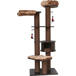 Flamingo Kratzbaum Raisa 3 XXL für Katzen mit Höhle in Braun/Grau 109x72,5x198 cm – Bild 1 von 8