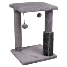 Flamingo Kratzbaum Una für Katzen Grau mit Massagebürste und Spielzeug 35 x 35 x 48,5 cm – Bild 1 von 5