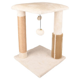 Flamingo Kratzbaum Una für Katzen in Creme und Natur mit Plüsch und Jute 35x35x48,5 cm – Bild 1 von 10