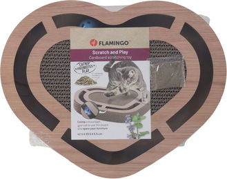 Flamingo Kratzbrett Poro Braun für Katzen aus Kratzpappe mit Catnip 42,5 x 33,5 x 5,5 cm – Bild 1 von 4