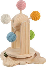 Flamingo Kratzspielzeug Chip Ballbahn aus Holz in Braun 29x30x38cm – Bild 1 von 2