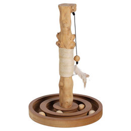 Flamingo Kratzspielzeug Kofti Kugelbahn aus Holz für Katzen in Braun 36 x 36 x 54 cm – Bild 1 von 1
